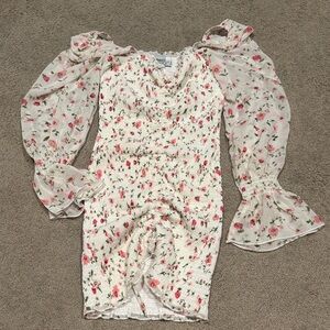 Charming Floral Dress with Sheer Sleeves